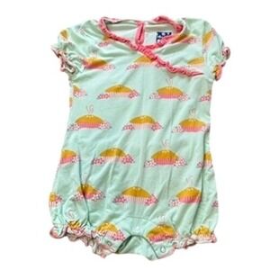 KicKee Pants 3-6 Months Pie Print Ruffle Trim Romper One Piece‎ Outfit